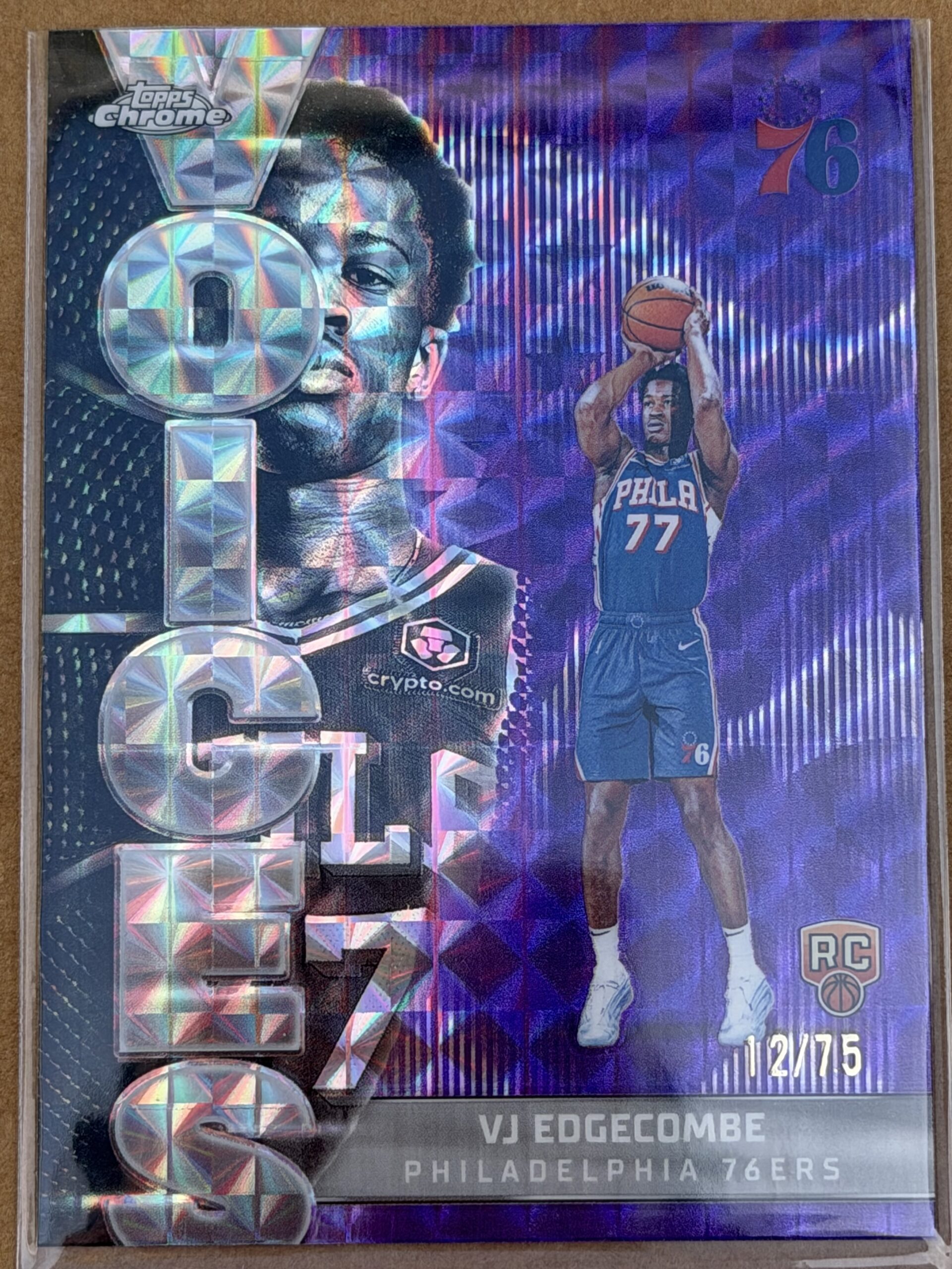 2025 Topps Chrome VJ Edgecombe Purple Wave Refractor 12/75
